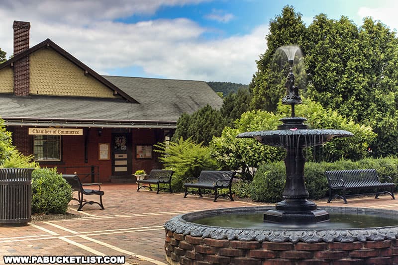 Fountain on the Promenade at Talleyrand Park in Bellefonte, next to the train station.