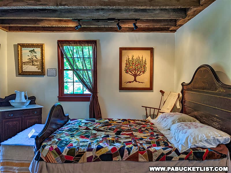 A recreated 1800s bedroom inside the Boalsburg Heritage Museum in Boalsburg Pennsylvania.
