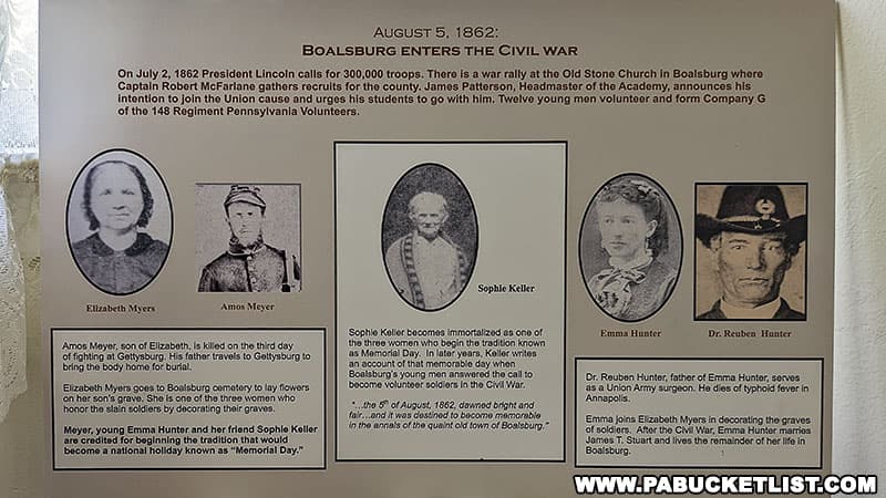 Boalsburg residents that played a critical role in the birth of Memorial Day during the Civil War.