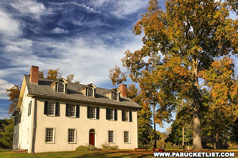 The Curtin Mansion next to Eagle Iron Works is a beautiful spot to view fall foliage in Centre County Pennsylvania.
