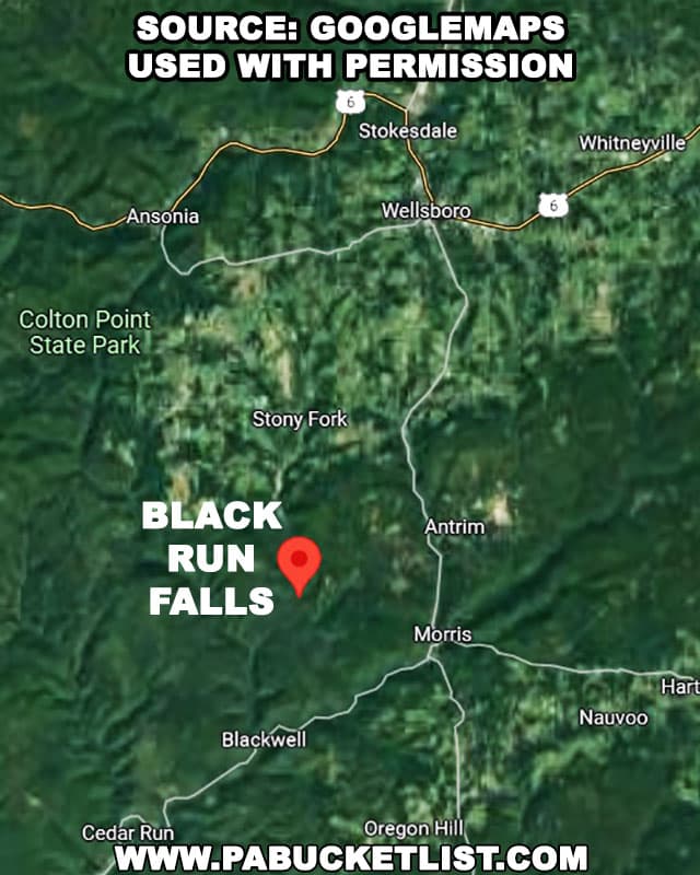 Directions to Black Run Falls in Tioga County Pennsylvania.
