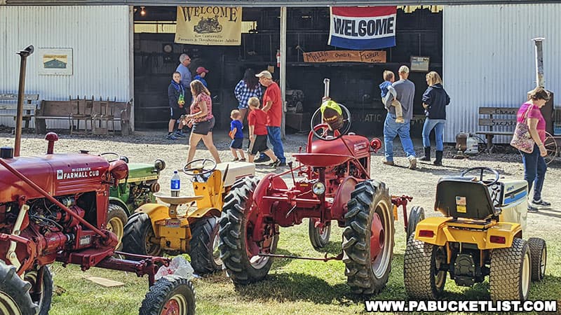 Tractors big and small can be found at the Farmers and Threshermens Jubilee in New Centerville Pennsylvania.