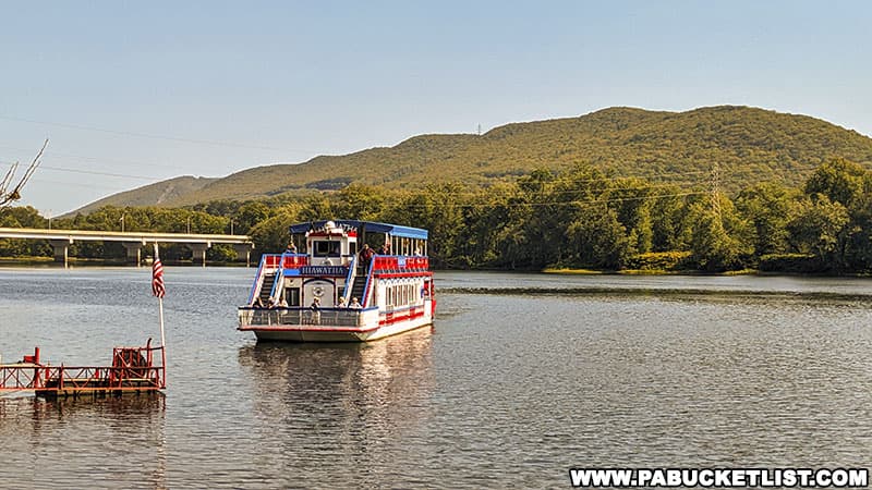 The Hiawatha Paddlewheel Riverboat cruises on the Susquehanna River take place from May through October.