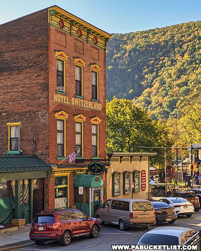 Hotel Switzerland in downtown Jim Thorpe during the Fall Foliage Festival.