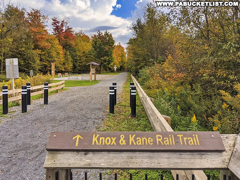 The Knox and Kane Rail Trail access at Kinzua Bridge State Park in McKean County Pennsylvania.