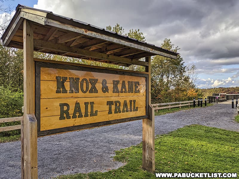 The Knox and Kane Rail Trail Head at Kinzua Bridge State Park.
