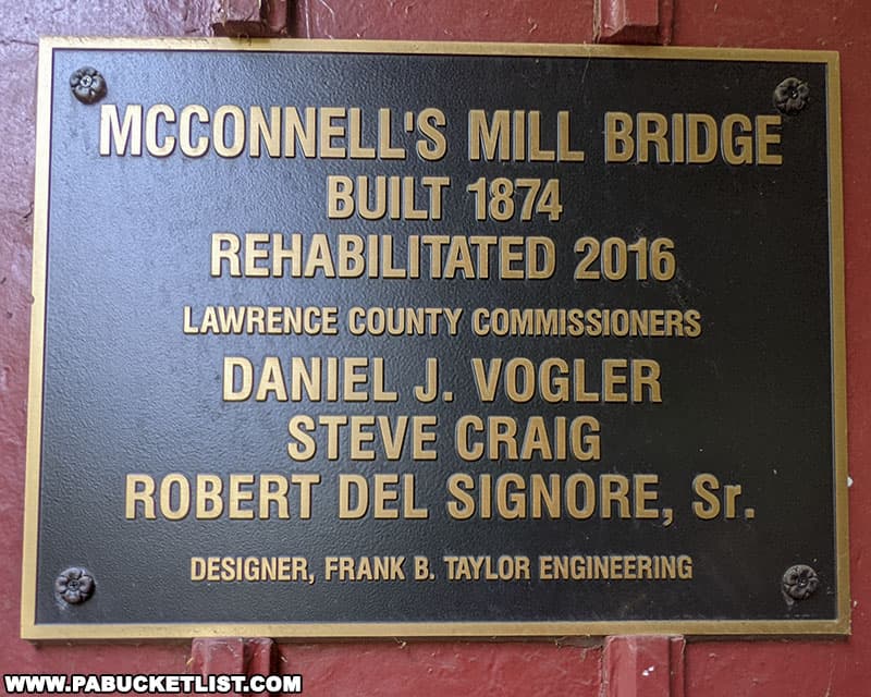 McConnell's Mill Covered Bridge was built in 1874 and rehabilitated in 2016.