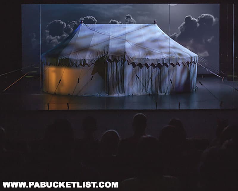 The exhibit featuring George Washington's war tent at the Museum of the American Revolution features a film and dramatic light show as well.