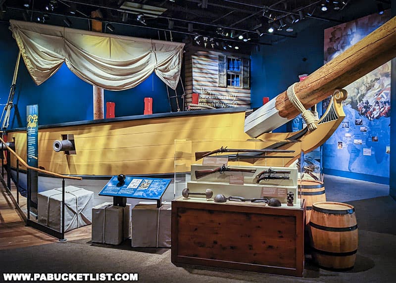 An exhibit about naval warfare during the Revolutionary War on display at the Museum of the American Revolution.