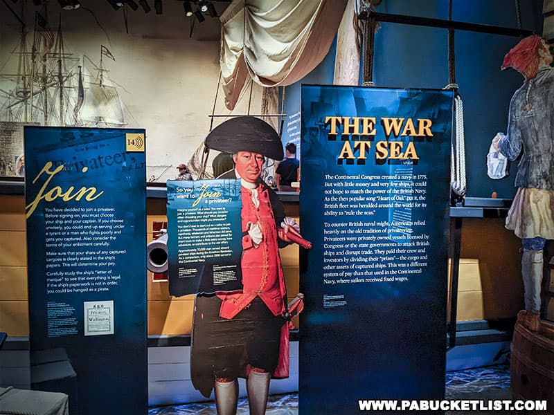The War at Sea exhibit at the Museum of the American Revolution in Philadelphia Pennsylvania.