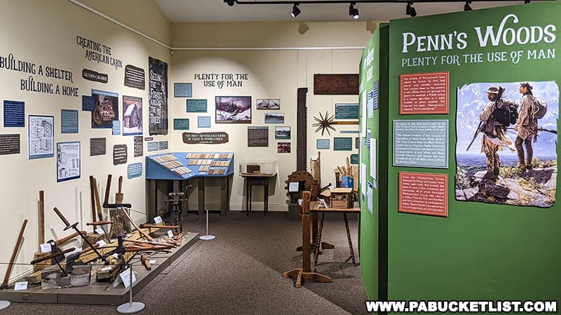 Penn's Woods exhibit inside the Westmoreland History Education Center at historic Hanna's Town.