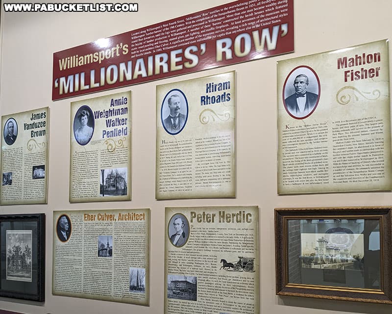 An exhibit about Williamsport's "Millionaires' Row" at the Taber Museum in Williamsport.