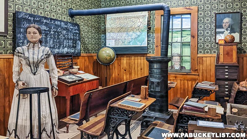 A recreated one-room school inside the Taber Museum in Williamsport Pennsylvania.