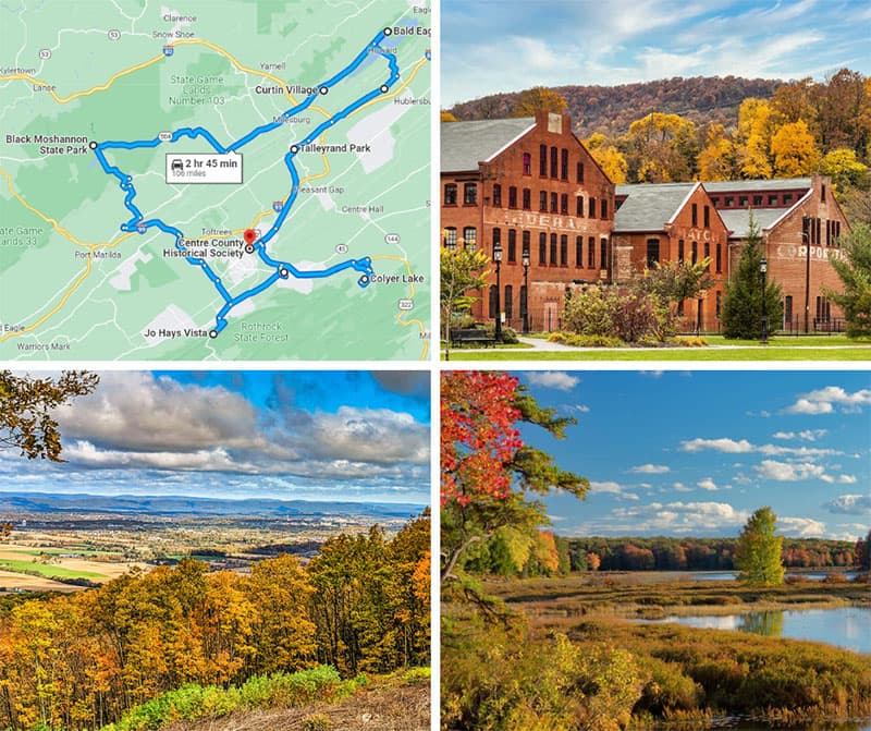 The best fall foliage road trip in Centre County Pennsylvania.