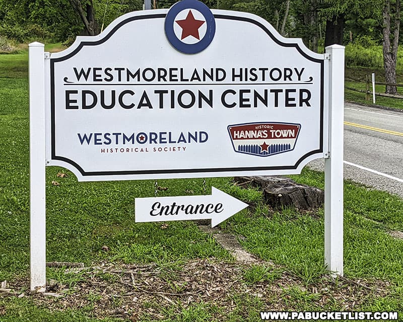 Entrance to the Westmoreland History Education Center along Forbes Trail Road.