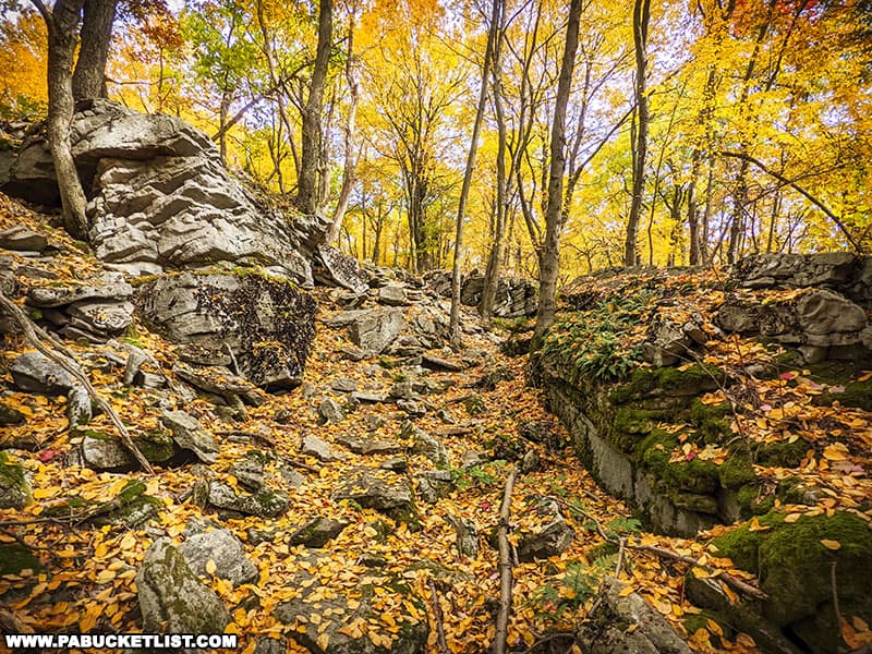 Rock chasm along the Allegheny Front Trail near Ralph's Majestic Vista in Centre County Pennsylvania.
