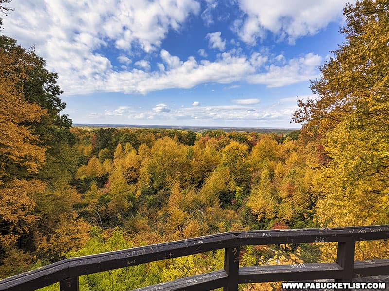 The amazing fall foliage views from the Beartown Rocks scenic overlook in Jefferson County Pennsylvania.