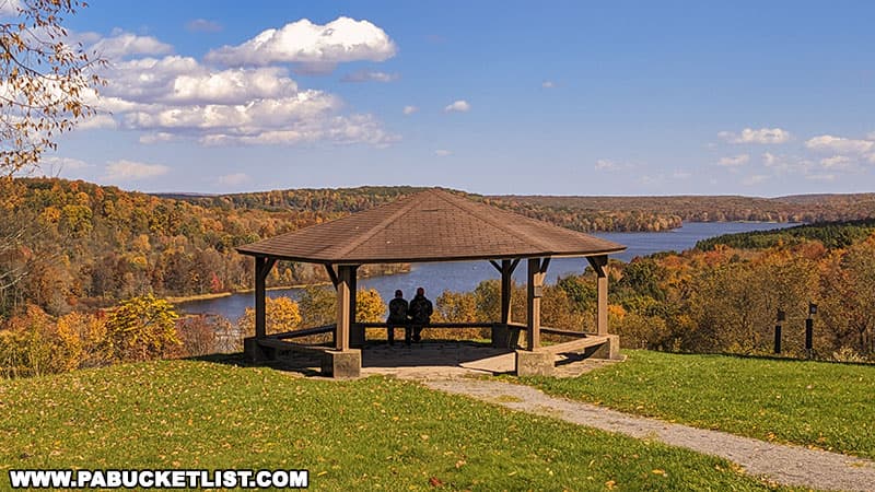 Fall foliage views from Mud Lick Gazebo at Prince Gallitzin State Park in Cambria County Pennsylvania.