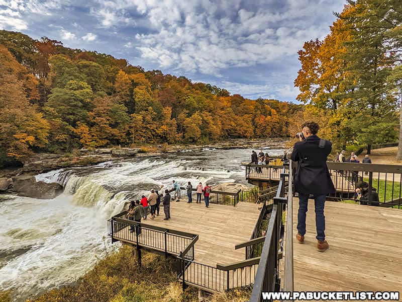Fall foliage views at Ohiopyle Falls on October 16, 2022.