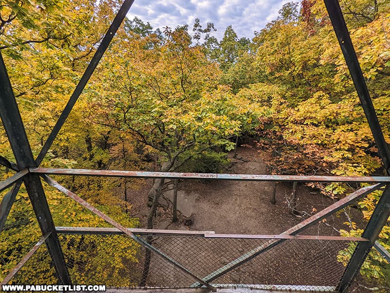 Views of Clarion County fall foliage from the fire tower at Seneca Point.