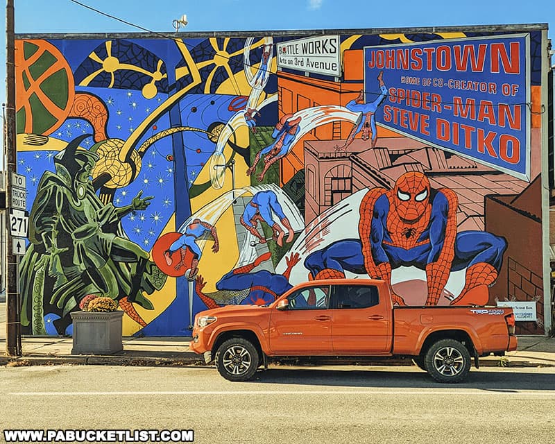 My truck parked in front of the Spider-Man mural for a sense of scale.