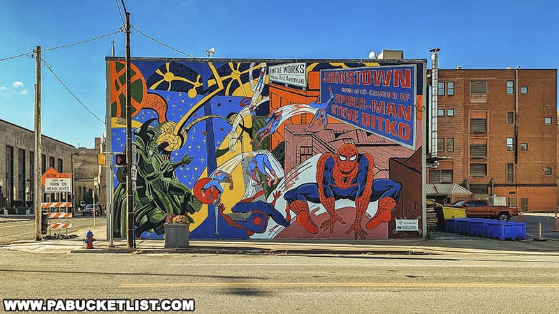 The Spider-Man mural takes up the entire north wall of Stone Bridge Brewing Company.