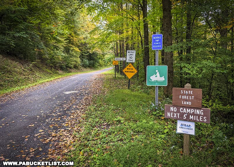 The Big Falls swimming hole on Stony Fork is located in the Tioga State Forest in Tioga County Pennsylvania.