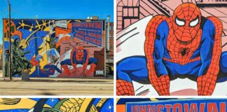 The 49-foot wide and 28-foot-high Spider-Man mural on the side of the Stone Bridge Brewing Company in Johnstown Pennsylvania.