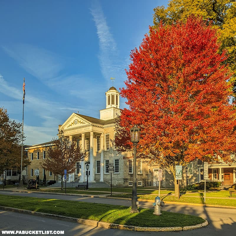 Fall foliage at the Tioga County Courthouse on October 6, 2022.
