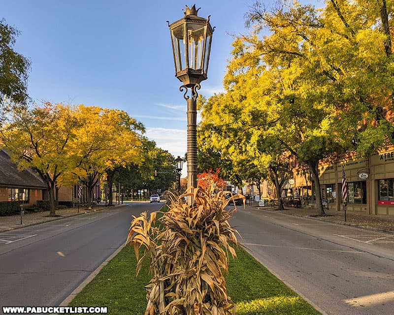 Fall foliage in downtown Wellsboro Pennsylvania on October 6, 2022.