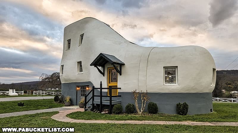 The Shoe House was completed in 1949 at a cost of twenty six thousand dollars.