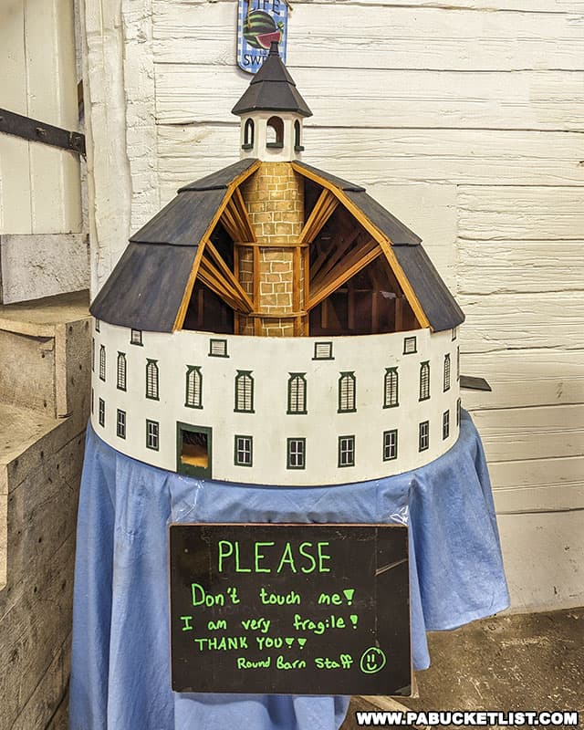 Scale model of the Round Barn on display in the farm market.
