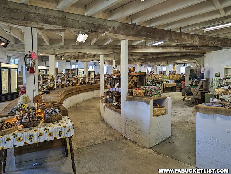 The farm market at the Round Barn sells variety of gifts and seasonal decorations in addition to produce.