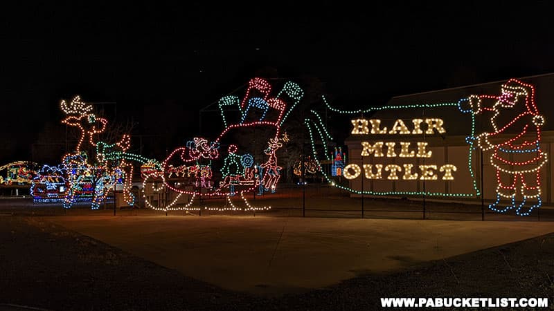 Blair Mill Outlet display at Holiday Lights on the Lake in Altoona.