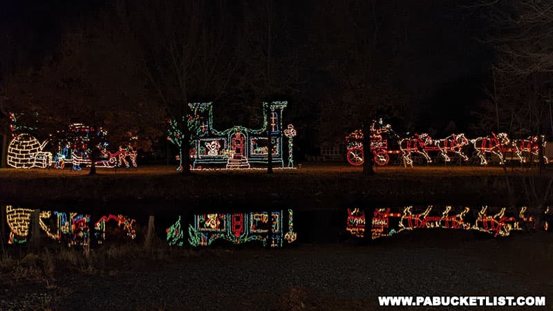 Reflectioins at Holiday Lights on the Lake in Altoona Pennsylvania.