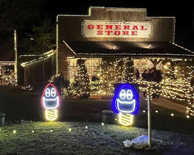 Overly’s Country Christmas light display and Christmas Village in Greensburg Pennsylvania.