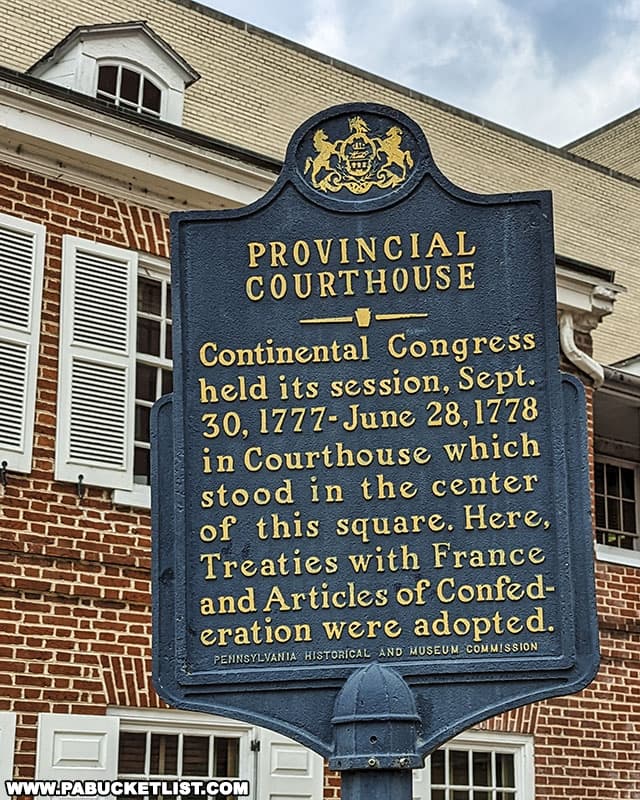 A historical marker where the Provincial Courthouse of York once stood.