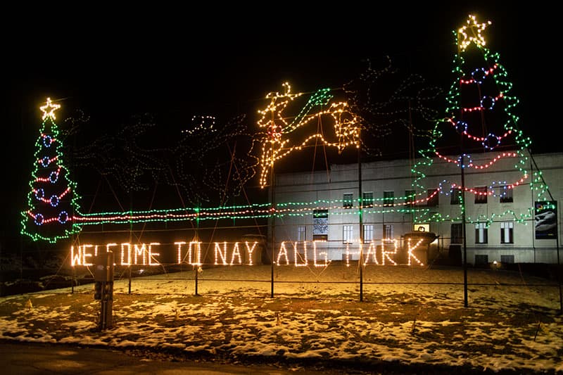 The Holiday Light Spectacular at Nay Aug Park is a drive thru Christmas lights display in Scranton Pennsylvania.