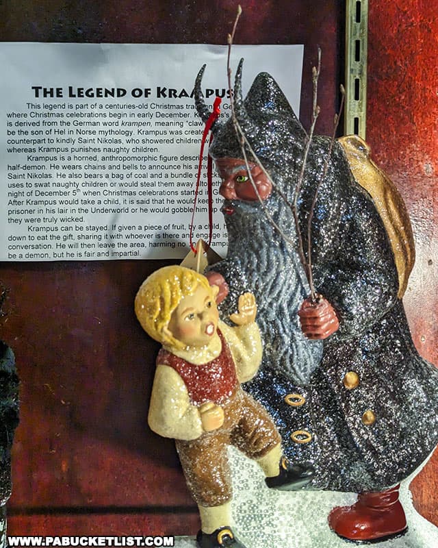 Krampus figurine at the Christmas Haus in New Oxford Pennsylvania.