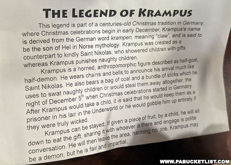 The Legend of Krampus at the Christmas Haus in New Oxford Pennsylvania.
