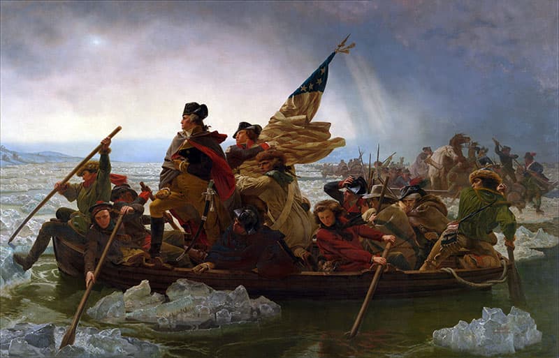Washington Crossing the Delaware on Christmas Day in 1776.