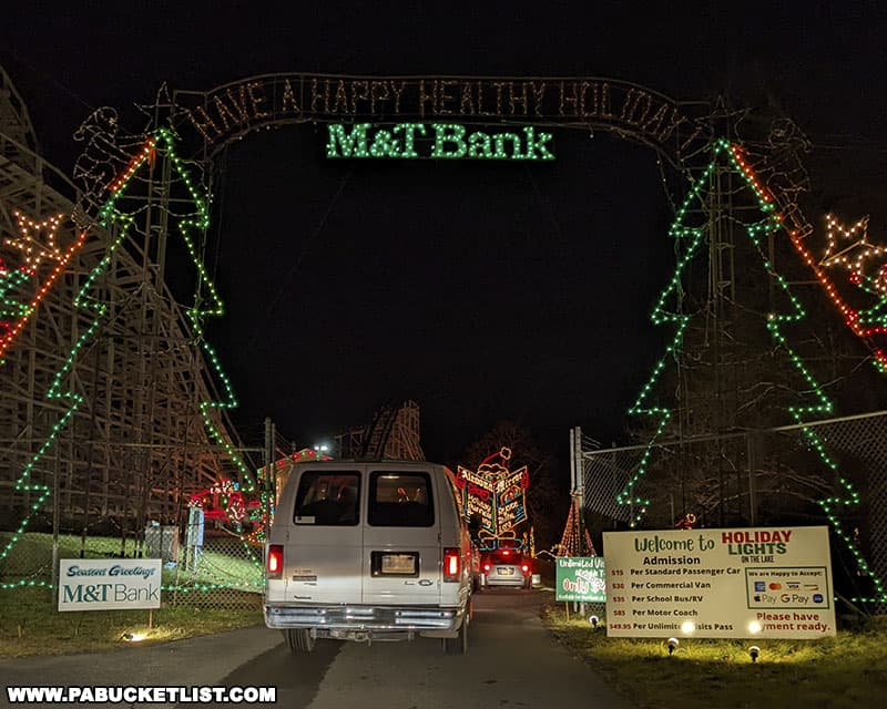 The entrance to Holiday Lights on the Lake is behind Peoples Natural Gas Field, home of the Altoona Curve minor league baseball team.