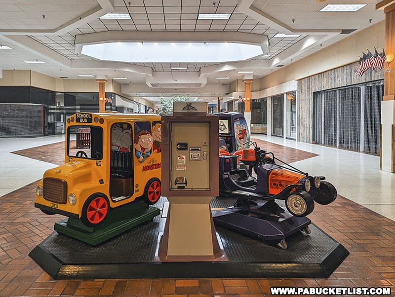 Coin-operated kids rides at the Chambersburg Mall in Chambersburg Pennsylvania.