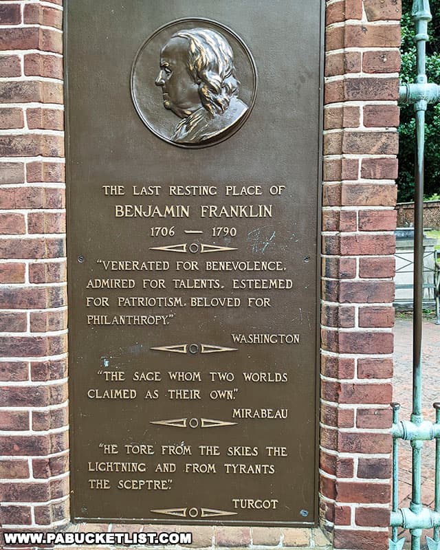 Benjamin Franklin's final resting place is at Christ Church Burial Ground in Philadelphia.