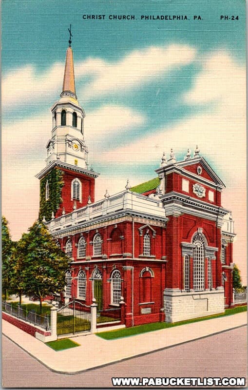 Vintage postcard showing Christ Church in Philadelphia.