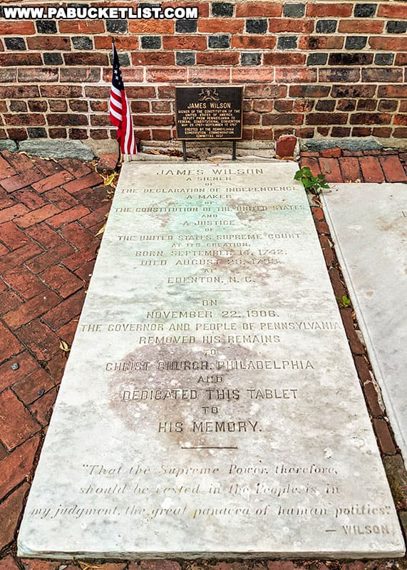 James Wilson grave outside Christ Church in Philadelphia.