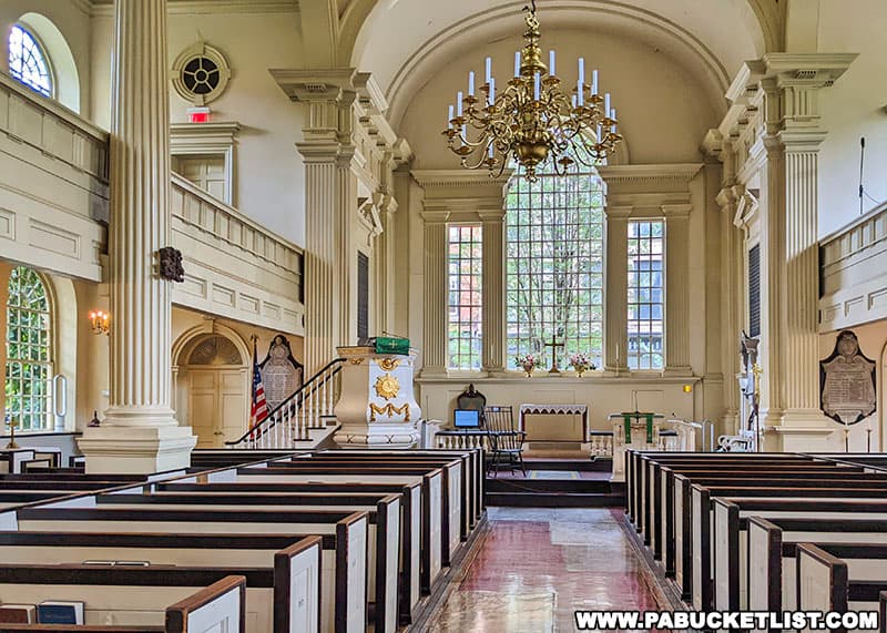Facing the altar and pulpit at Christ Church on Philadelphia Pennsylvania.