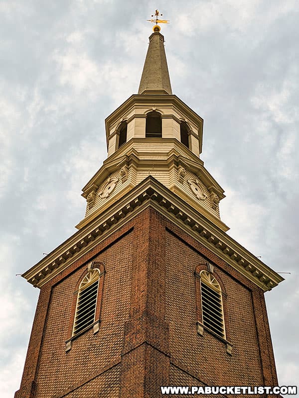 The top of the steeple at Christ Church in Philadelphia is 196 feet above the ground.