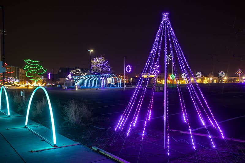 Christmas light display outside Clipper Magazine Stadium in Lancaster Pennsylvania.