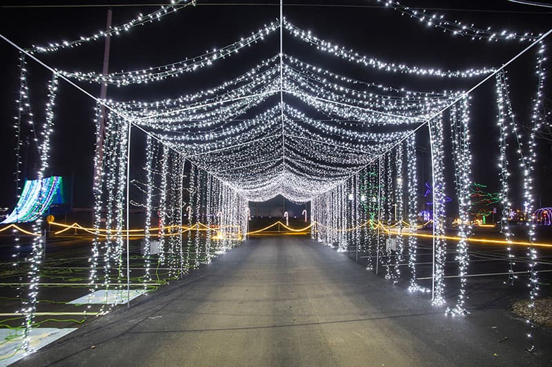Tunnel of lights at the Christmas Spirit Light Show in Lancaster Pennsylvania.